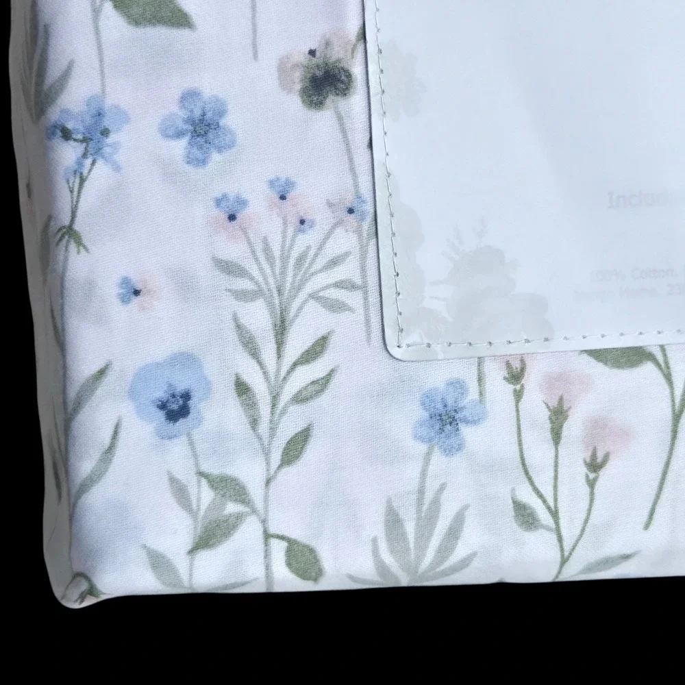 Shabby Chic 4pc Cottagecore Multi Floral Cotton King Sheet‎ Set White Background
